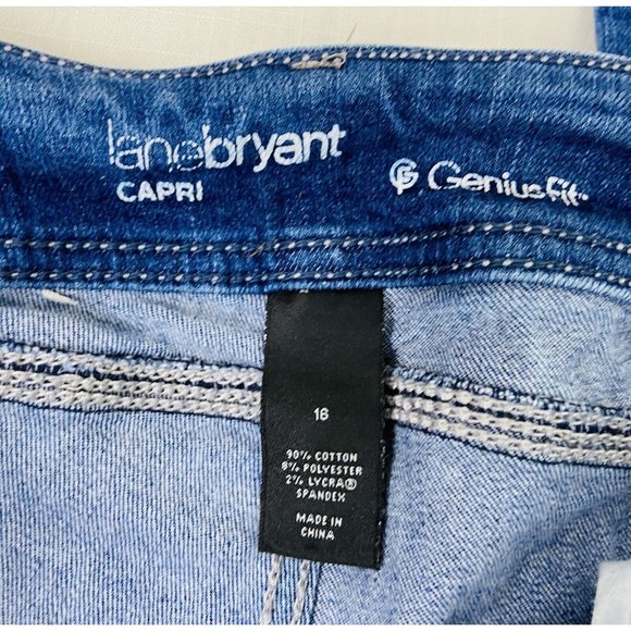 Lane Bryant Genius Fit Capris Womens 16 Distressed Mid Rise Medium Wash Big Butt - Picture 3 of 5